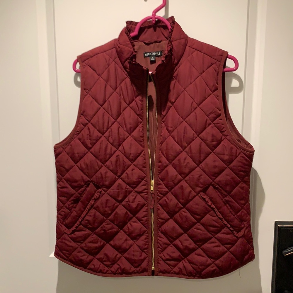 J. CREW MERCANTILE Womens' Dark Red Quilted Down Vest Size Large